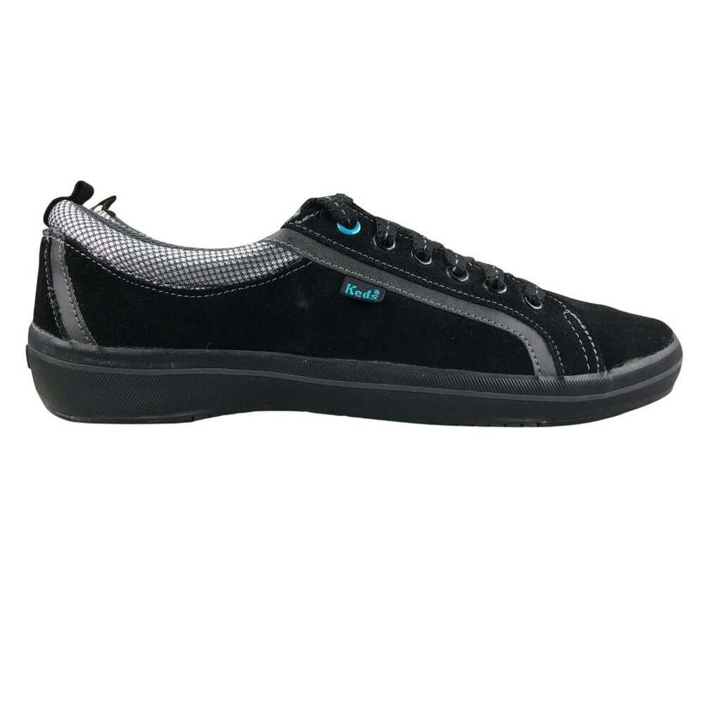 Keds Women's Size 8.5 Black Silver Lace-Up Low Top Casual Sneakers Shoes